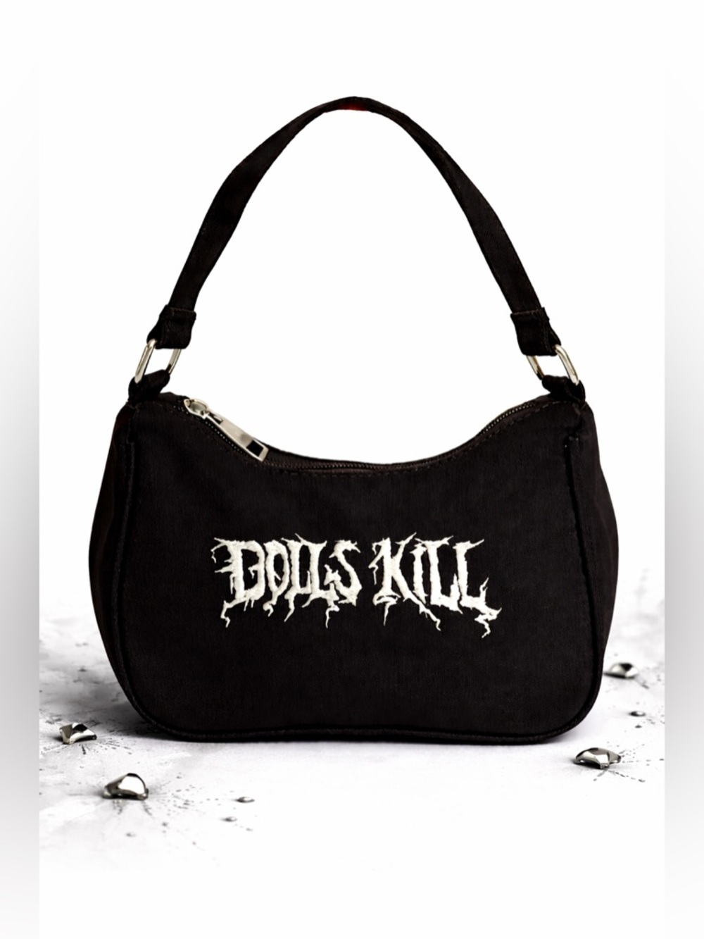 Dolls Kill Black Mini Shoulder Bag Goth Y2K Logo Purse Emo Alt